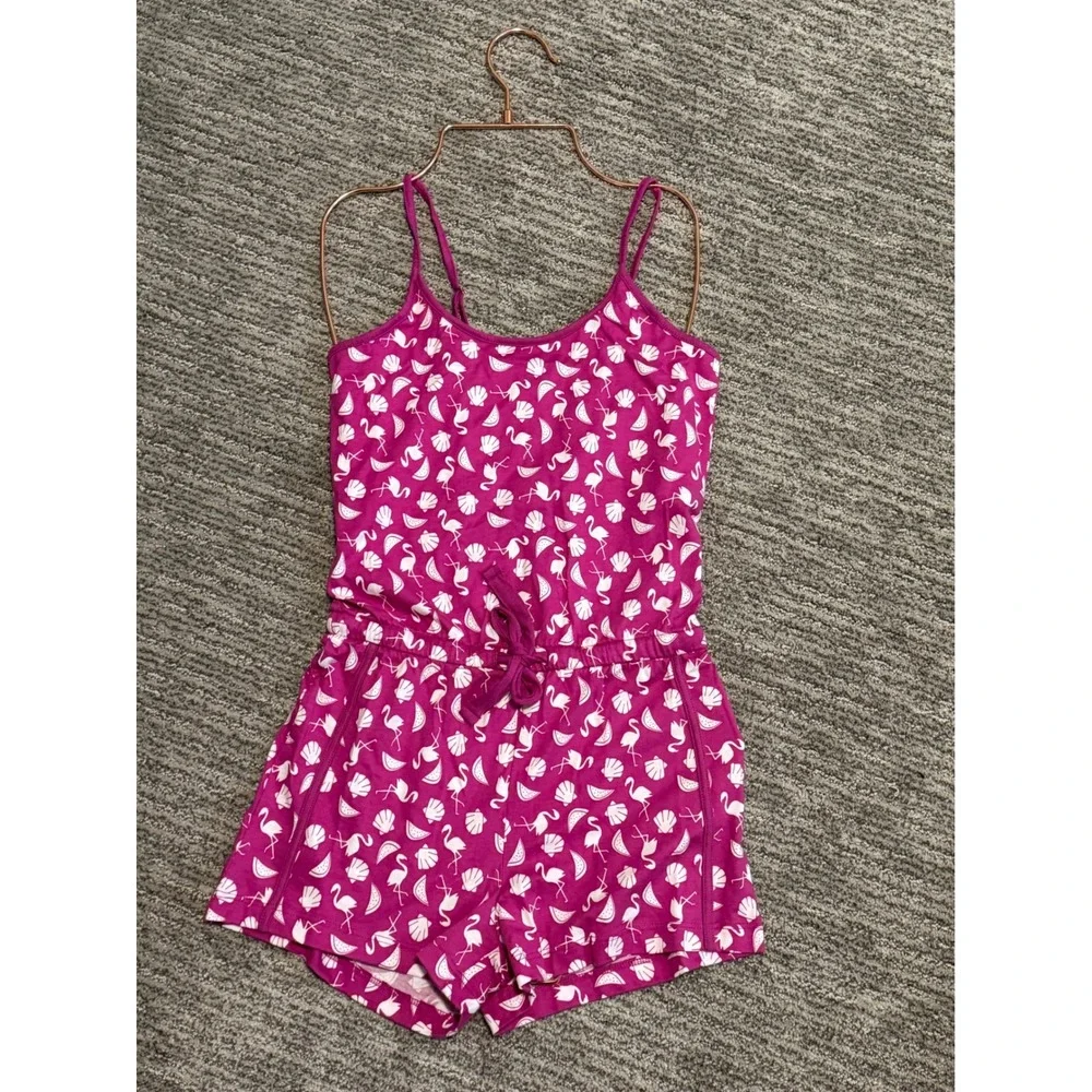 Cosa Bella‎ Girls Tropical Flamingo Romper Pajamas with Drawstring size M
